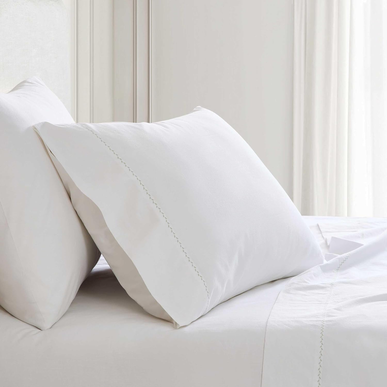 MarthaStewart Martha Stewart - Queen Size Sheets Set, Crisp & Tailored Cooling Sheets with a Smooth Cotton Percale Lightweight Feel - Bed S…