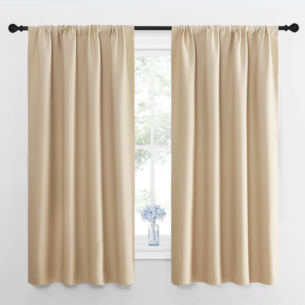 NICETOWN Room Darkening Curtains for Bedroom - Triple Weave Home Decoration Thermal Insulated Solid Window Drapes (Set of 2 Panels, 42 x…