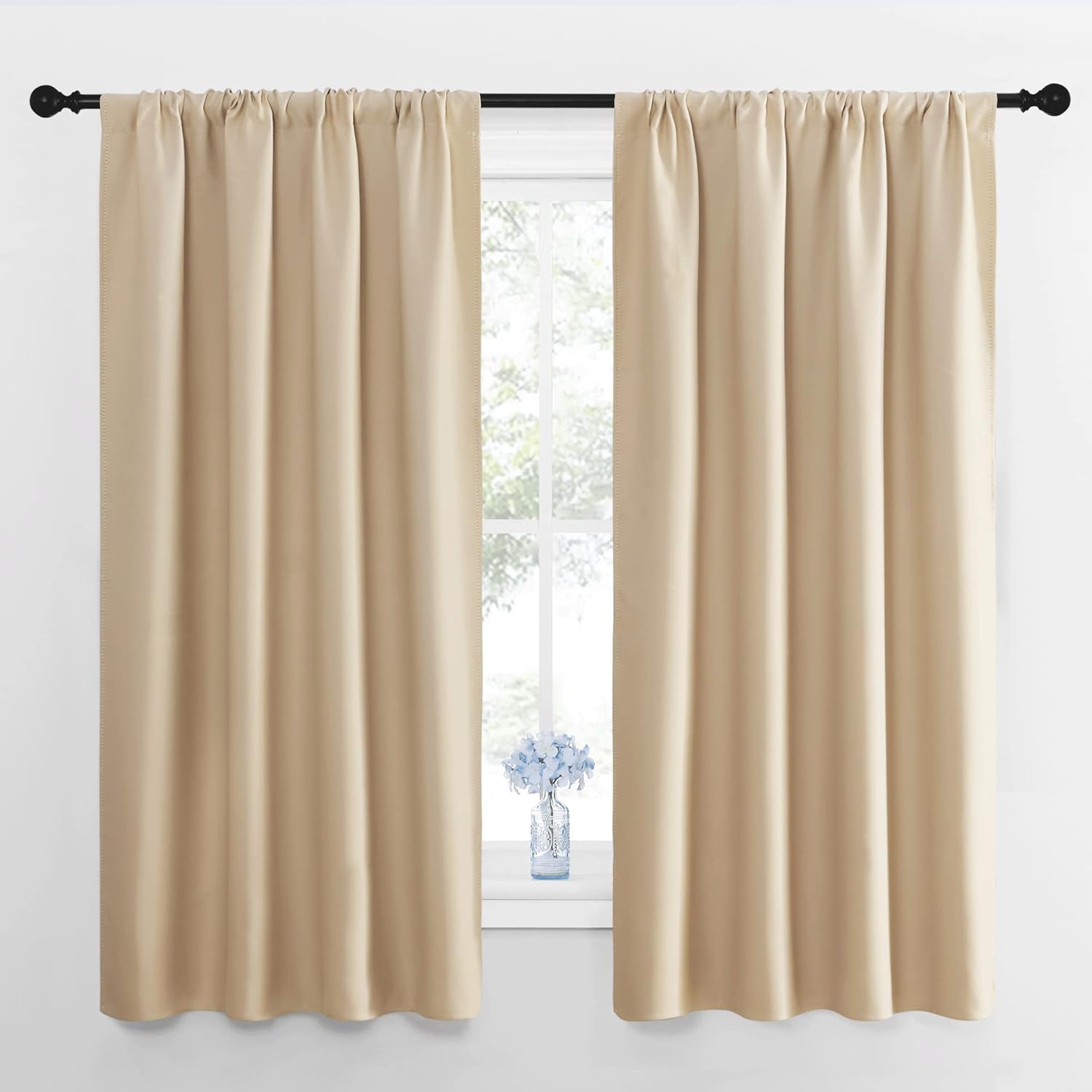 NICETOWN Room Darkening Curtains for Bedroom - Triple Weave Home Decoration Thermal Insulated Solid Window Drapes (Set of 2 Panels, 42 x…