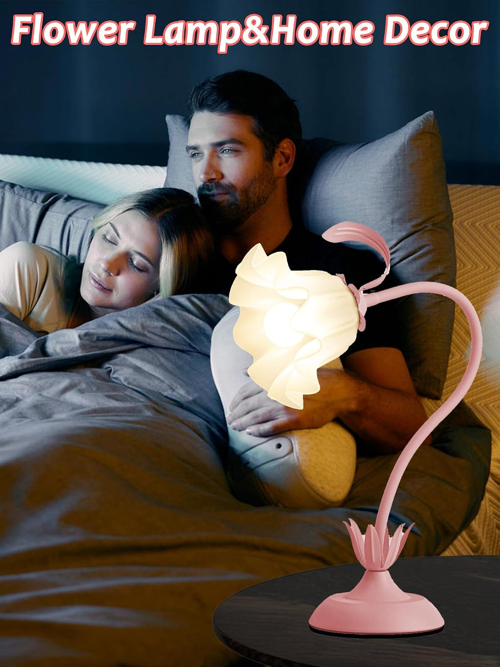 Aqdzcnf Flower Table Lamp, LED Reading Light Bedside Vintage Flower Night Light,3 Colors Modes Kawaii Bedside Lamps Decor, Living Room Bedroo…