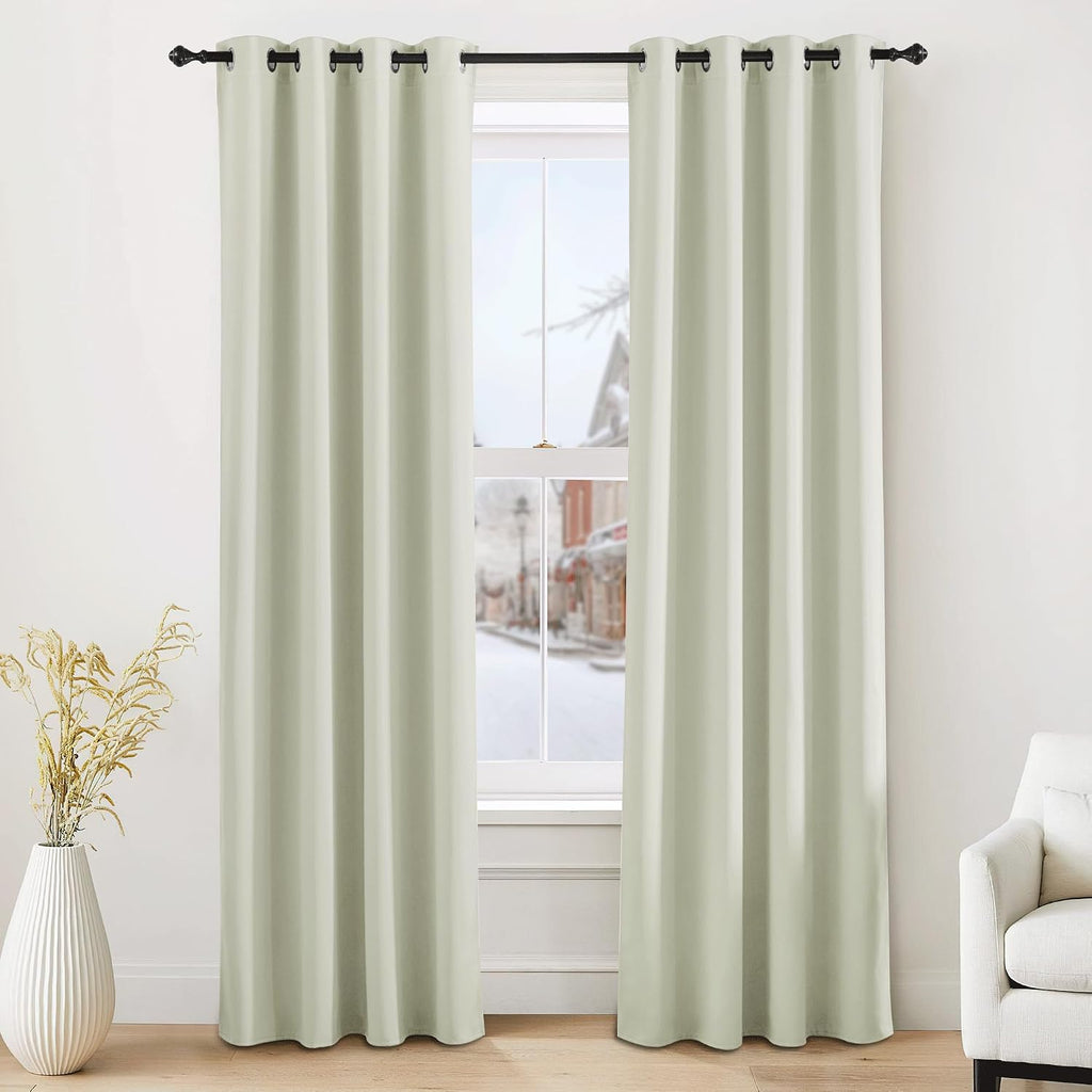 NICETOWN Farmhouse Blackout Curtains 84 Inch Length for Living Room, Grommet Thermal Insulated Window Treatment Drapes for Bedroom, Light…