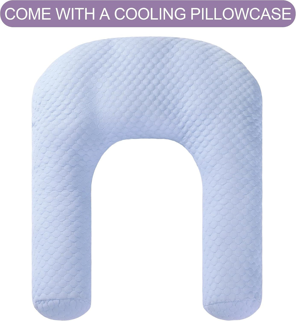 Hombys Cooling U Shaped Pillow for Neck, Contour Shoulder Pillow for Side Sleepers, Ergonomic Body Pillows for Adults, Hug Pillow with Wash…