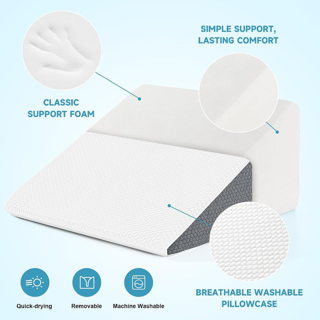 Yojoker Wedge Pillow for Sleeping - Bed Wedge Pillow for Headboard, High Density Foam Triangle Pillow for Elevated Sleeping, Snoring…