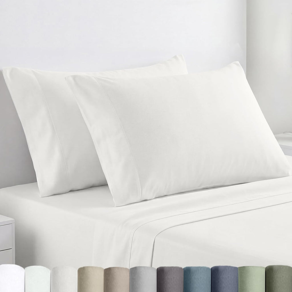 CaliforniaDesignDen California Design Den Percale Pillow Cases King Size Set of 2-100% Egyptian Cotton, Crisp Percale Feel, Breathable & So…