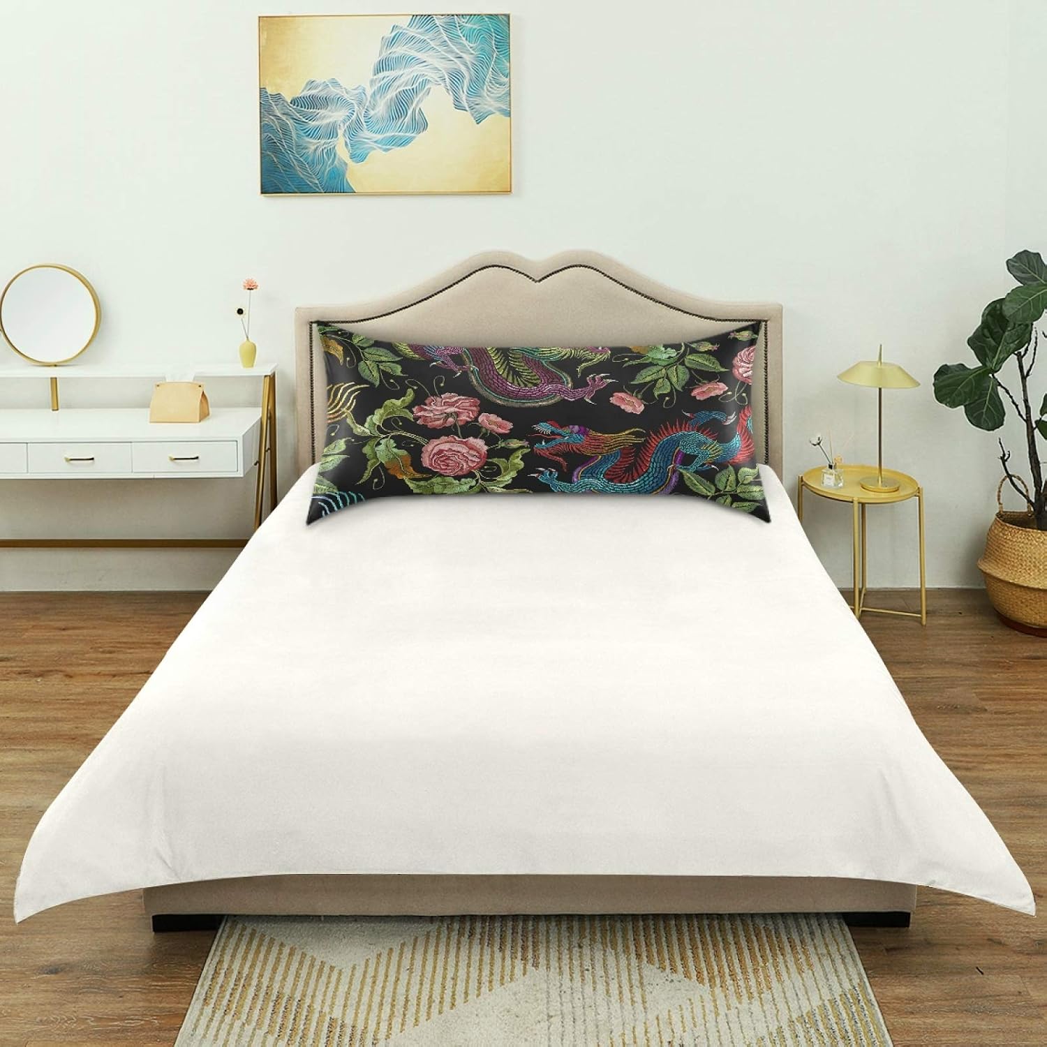 Blueangle Embroidery Chinese Dragon Satin Pillowcase for Hair and Skin Silk Pillowcase, Standard Size(20x26 inches) - Satin Pillow Covers…