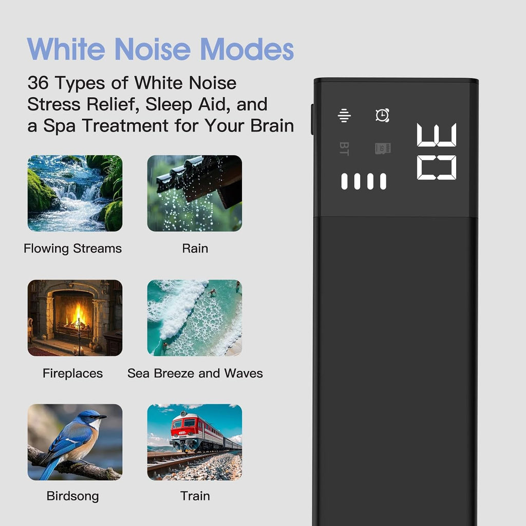 Under-Pillow Bone Conduction Sleep Speaker for Sleeping - Bluetooth White Noise Sound Machine with Display, 36 Sleep Sounds, Timer & TF…