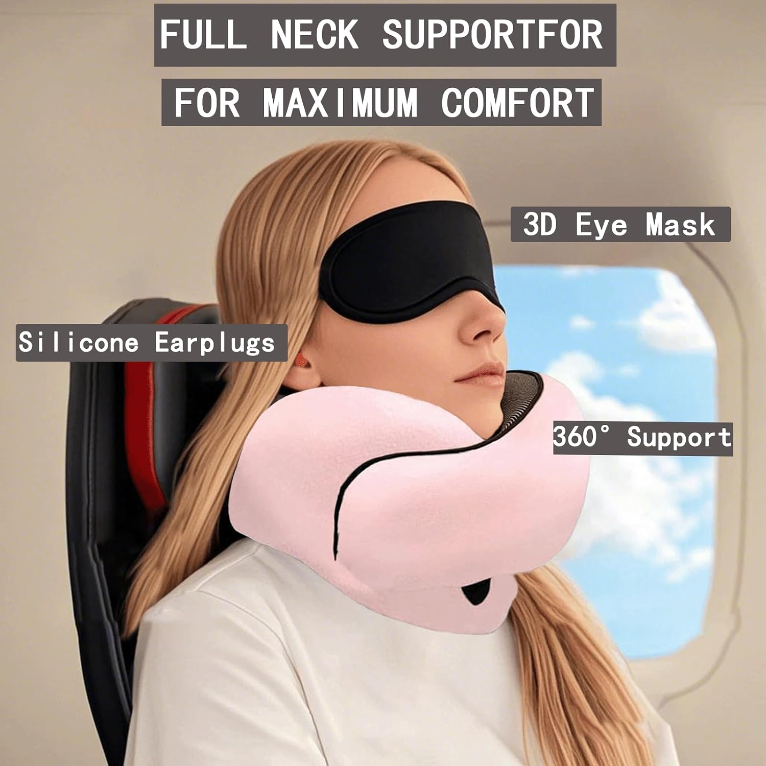 Neck Pillow for Traveling, Travel Neck Pillow for Airplanes, 100% Pure Memory Foam, 360° Support Stowable Pillows for Sleeping…