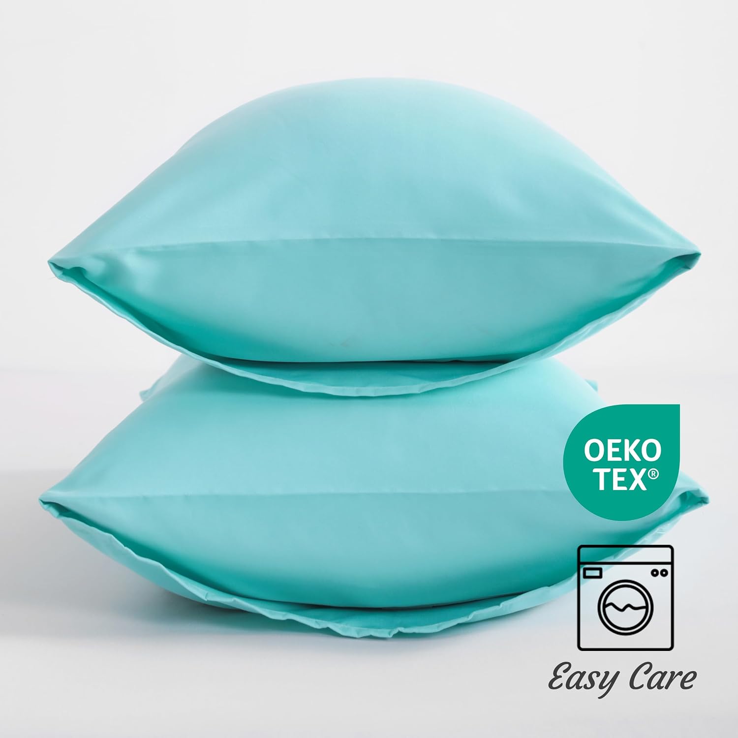 Ntbay Standard Pillow Cases Set of 2, 2 Pack Brushed Microfiber 20x26 Pillow Cases, Soft, Wrinkle, Fade, Stain Resistant Aqua Pillow Cases…