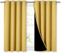 Nicetown 100% Blackout Curtains with Black Liners, Thermal Insulated Full Blackout 2-Layer Lined Drapes, Energy Efficiency Window Drapes fo…