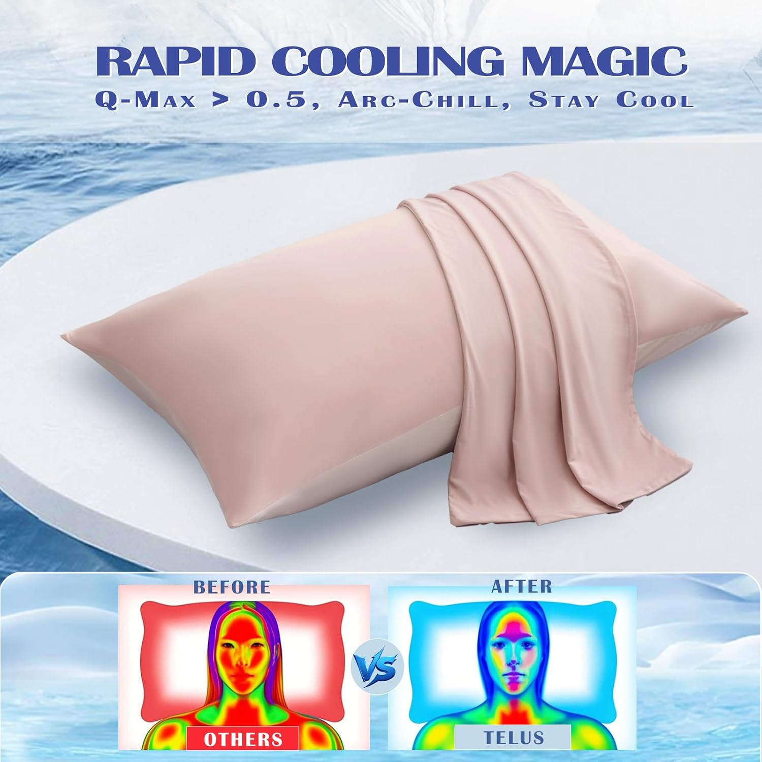 TELUS Cooling Pillowcases King Size 2-Pack, Silky Soft Breathable Pillow Case with Envelope Close, Stay Cool Pillow Cover for Hot…
