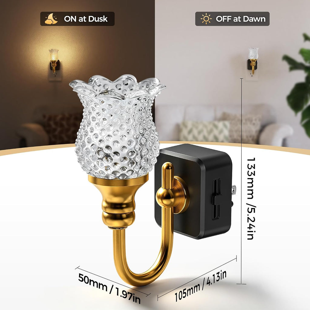 DORESshop LED Night Light, Spot Flower Night Lights Plug into Wall, 0-100LM Dimmable Nightlight, Dusk to Dawn Sensor, 3000K Soft White…