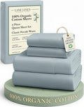 LaneLinen LANE LINEN 100% Organic Cotton reusable Sustainably Produced Queen Sheets Set, Low Pill Fade Resistant Machine Wash Fully Ela…