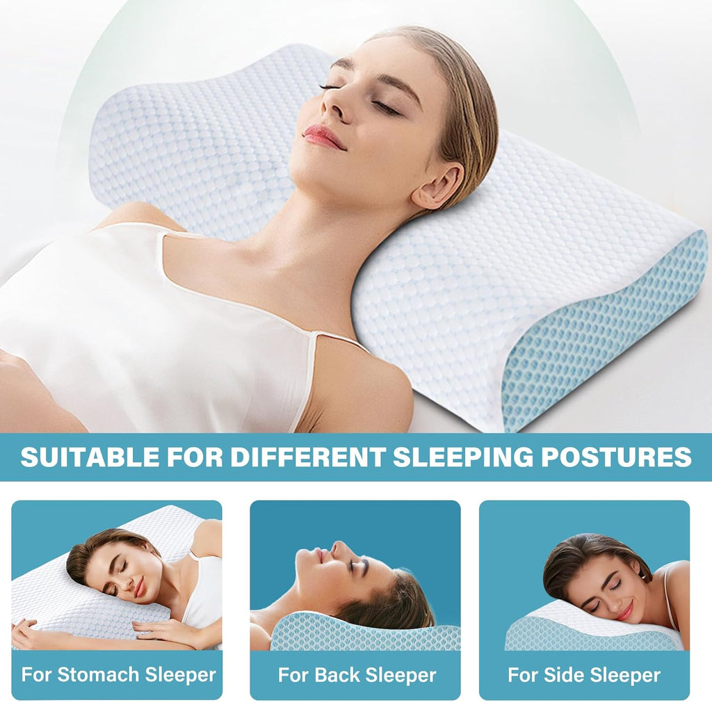 Bedcool Memory Foam Pillows 2 Pack Neck Pillow - Neck Support Pillow for, Ergonomic Cervical Pillow for Sleeping, Orthopedic Contour Bed P…