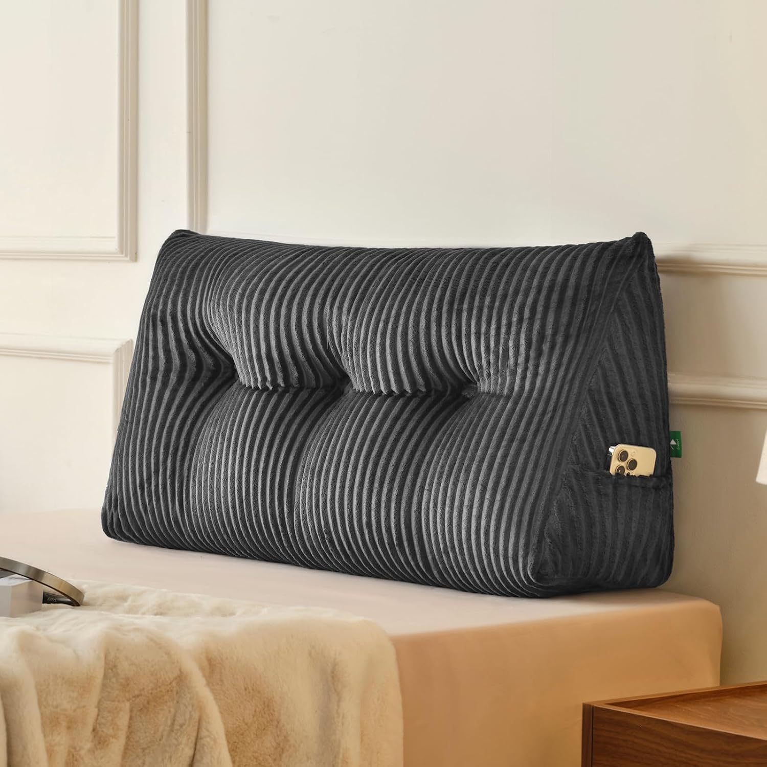 Z-Hom Large Headboard Pillow Twin, NO ROLL Pillow, Wedge Pillow Headboard for Sitting Up in Bed, Backrest Support Triangular Cushion for Re…