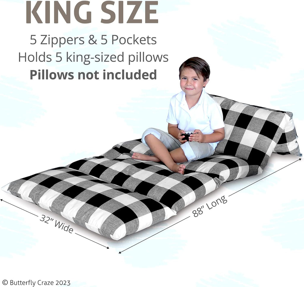 Butterfly Craze Floor Pillow Case - Transforms into Floor Bed & Sleep Mat - Ground Seating & Studio Apartment Essentials - Portable Guest…
