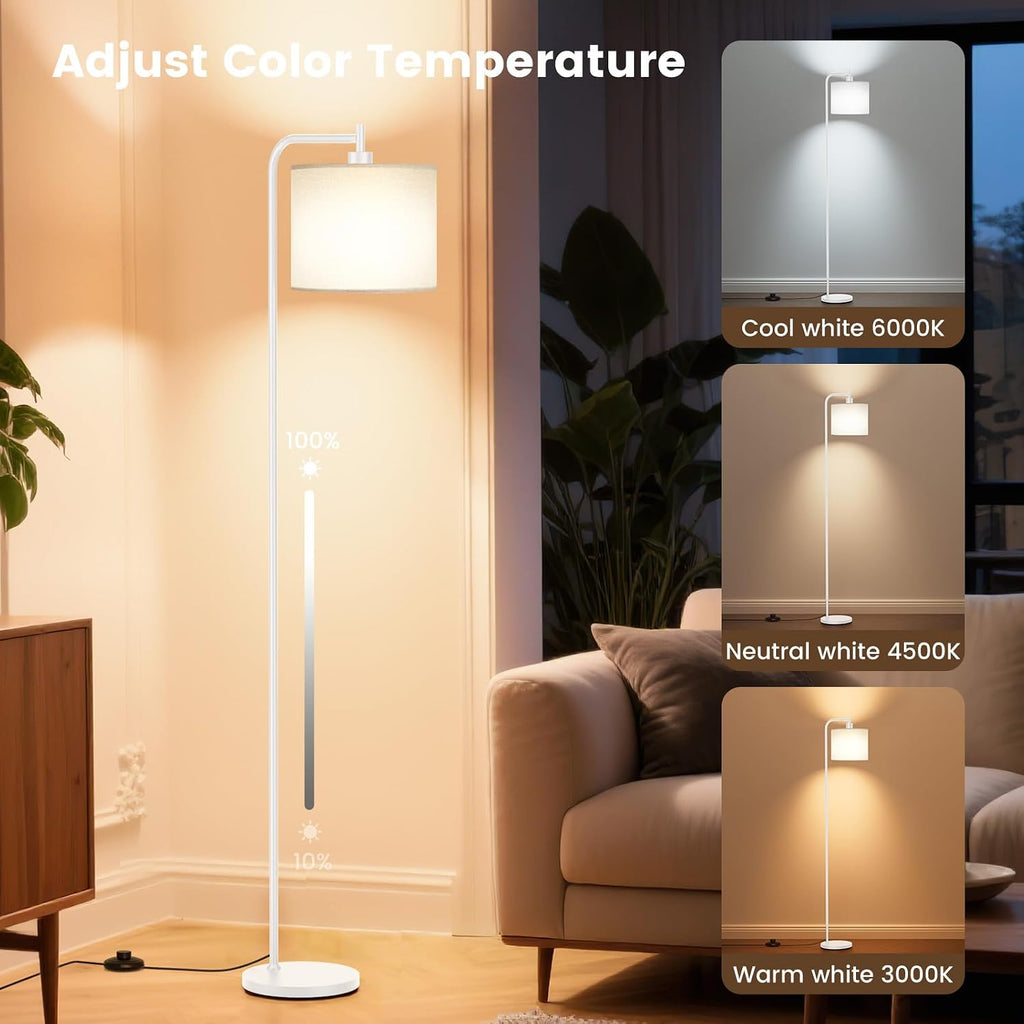 SIBRILLE Floor Lamp with Linen Shade, Dimmable Tall Standing Lamp with Remote Control & 3 Color Temperatures, Modern Corner Floor Lamps…