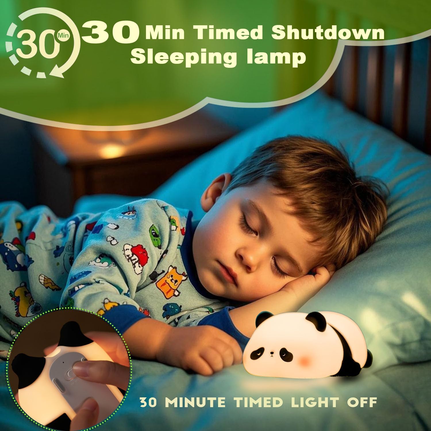 Dreaming My Dream Squishy Cute Panda Night Light, Voice Controlled Light with 7 Color Modes Soft Silicone USB Charging Panda Lamp for Kids R…