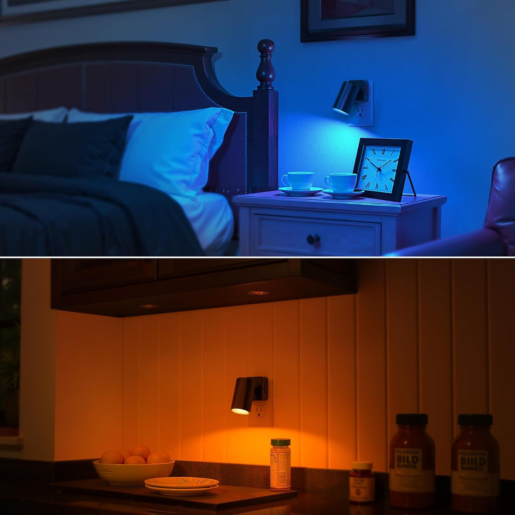 Night Lights Plug into Wall, 320° Rotation Night Light, RGB Color Changing Nightlight, Spot Light Dimmable Brightness, Dusk to Dawn…