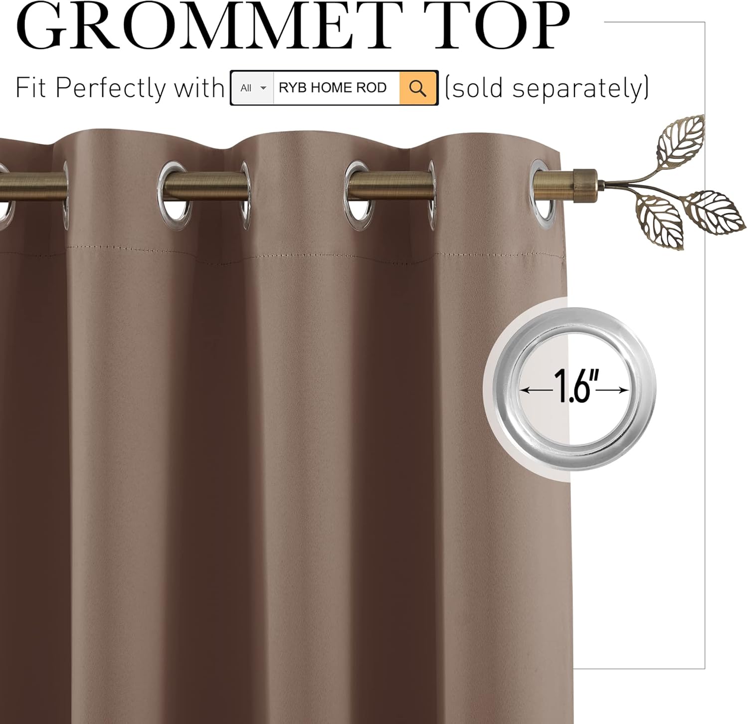 RYB HOME Blackout Room Divider Curtain Portable Light Block Thermal Insulated Energy Efficiency Drape for Coffee Shop Office Loft Shared…