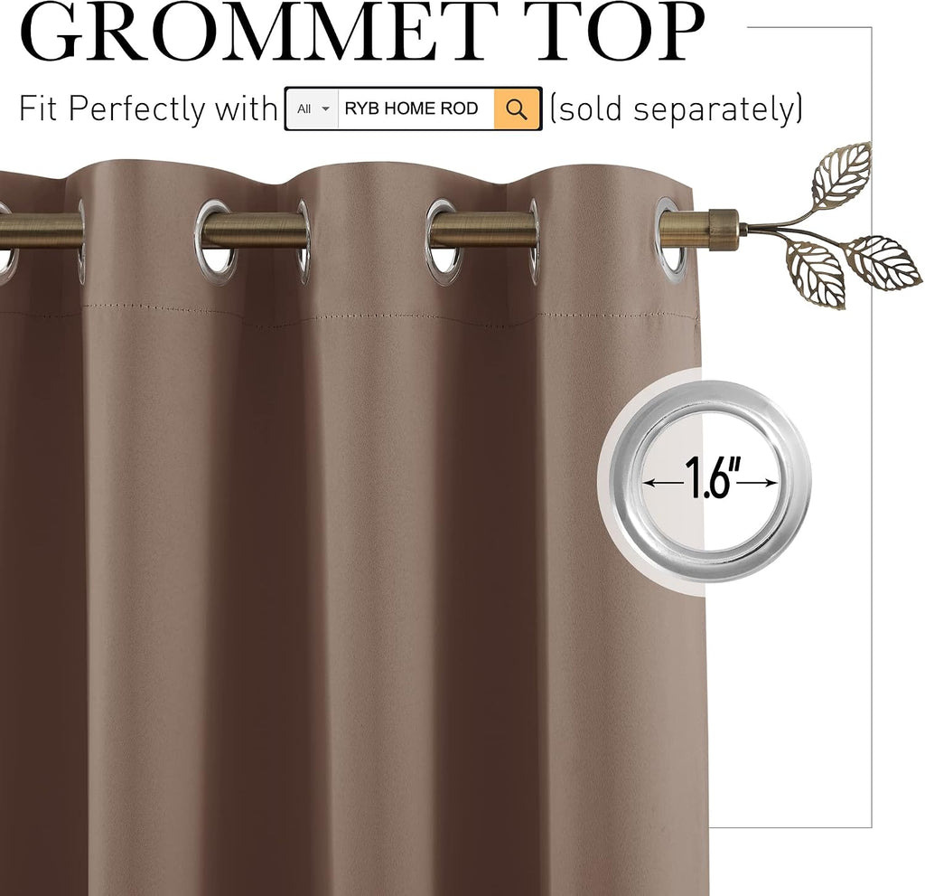 Rybhome RYB HOME Blackout Curtains Soundproof Energy Saving Insulating Privacy Room Divider Curtains for Patio Sliding Glass Door Living Ro…