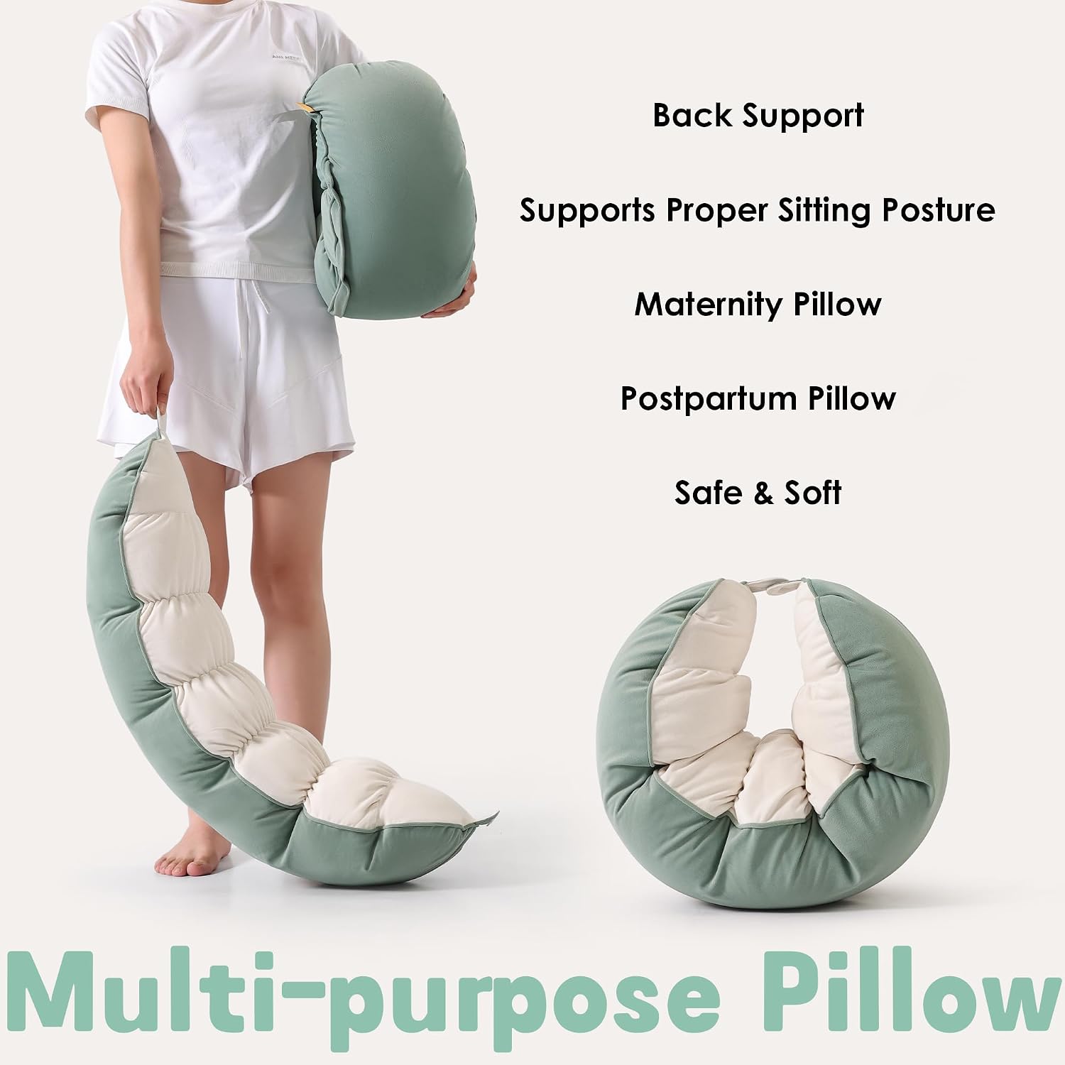 Peallow(Pat. Pend) – Long Round Body Pillow for Adults, Bolster Pillow for Sleeping, Soft and Supportive Pillow for Sleeping & Lumbar…