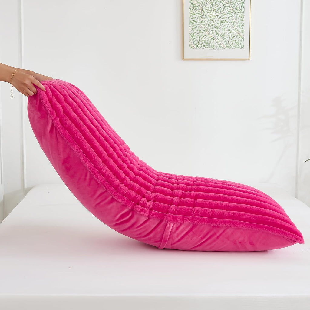 Memfydu Full Body Pillow with Fluffy Stripe Faux Fur Removable Cover, Long Bed Pillow Adult 20x54 Inches for Side Sleeper and Pregnancy, Ho…