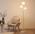 Fiqevs Mid Century Modern 3 Globe Tree Floor Lamp - Dimmable LED Standing Lamp with Bulbs, Warm Light for Living Room Bedroom Office - White