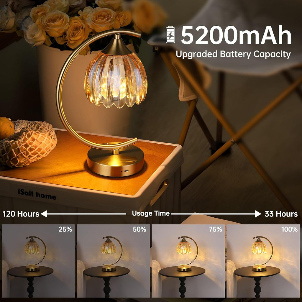 Shenmoyl Set of 2 Tulip Table Lamp, 5200mAh Cordless Touch Control Table Lamp with 3 Color Temps & Stepless Dimming, Rechargeable Battery…