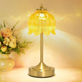 Crkwos Cordless Lotus Flower Table Lamp, 5200mAh Rechargeable Battery Operated Portable Lamp, 3-Color Dimmable Touch Control Small D…