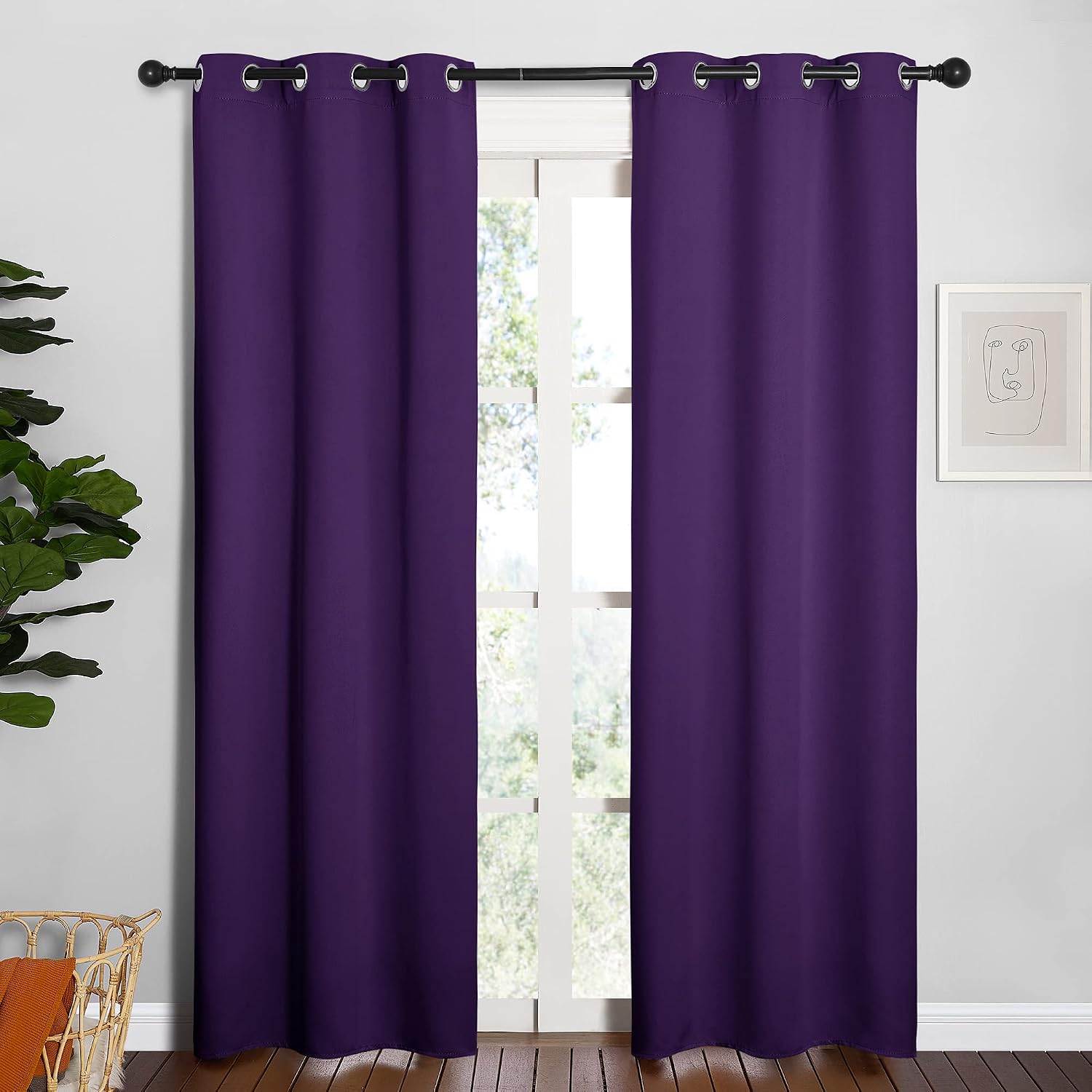 NICETOWN Blackout Curtain Panels for Kids Room, Triple Weave Home Decoration Thermal Insulated Solid Ring Top Blackout Curtains/Drapes…