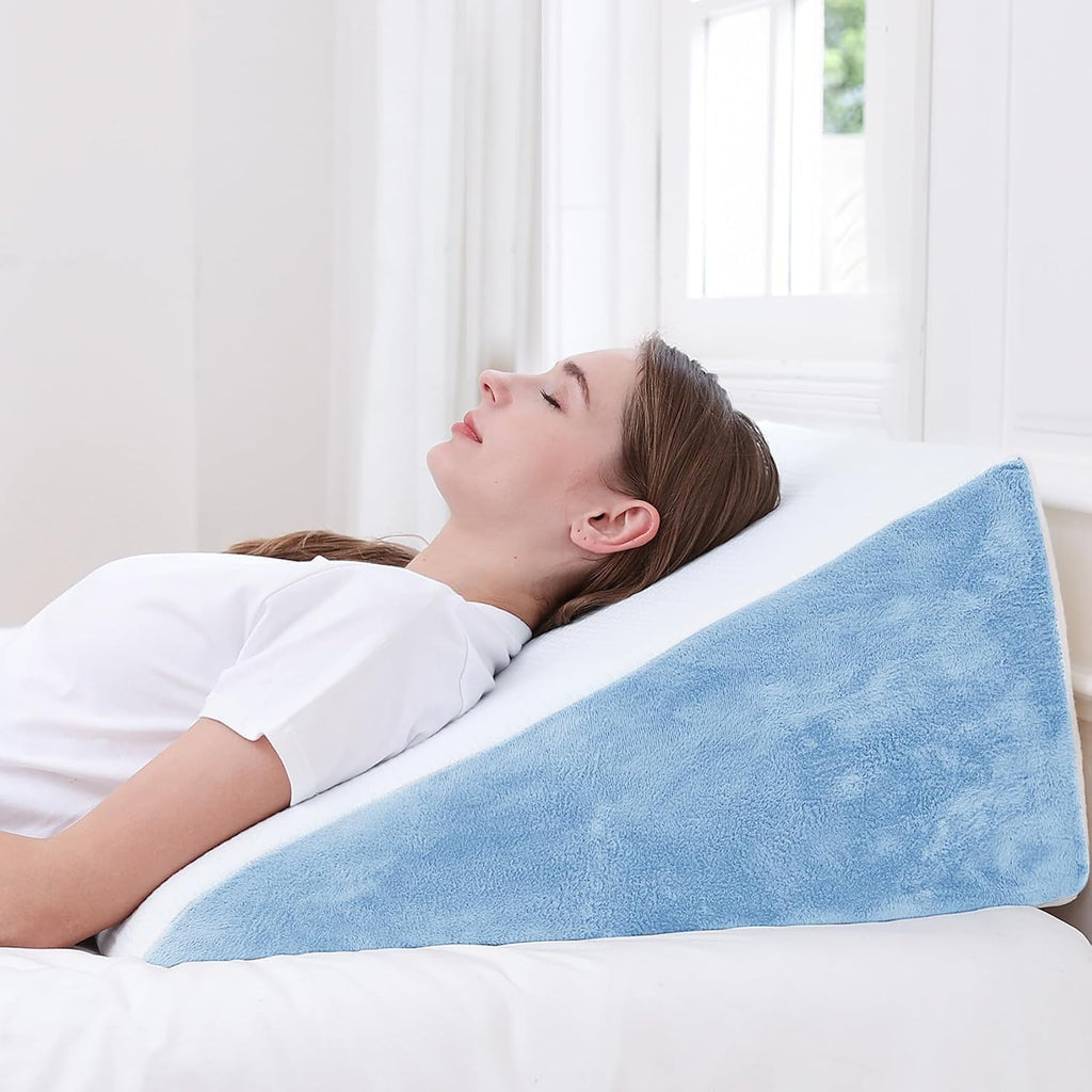 Sasttie Wedge Pillow, 12 Inch Memory Foam Bed Wedge Pillow for Sleeping, Acid Reflux, Back Pain, Post Surgery, and Snoring, Designed with W…