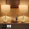 OYEARS 23" Table Lamps for Living Room Set of 2 Bedside Lamps for Night Stands Bedroom Lamps Farmhouse Rattan Boho Lamp Glass Nightlight…