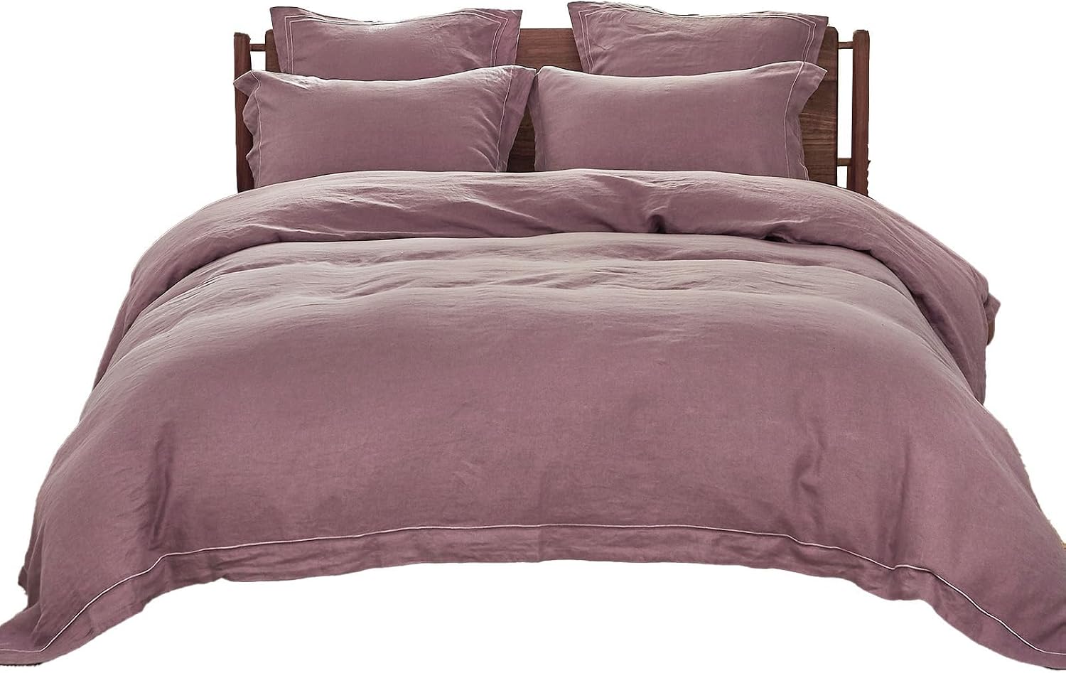 Simple&Opulence 100% Washed Linen Duvet Cover with Embroidered, 2 Pieces Soft Farmhouse Comforter Set with Button Closure,1…
