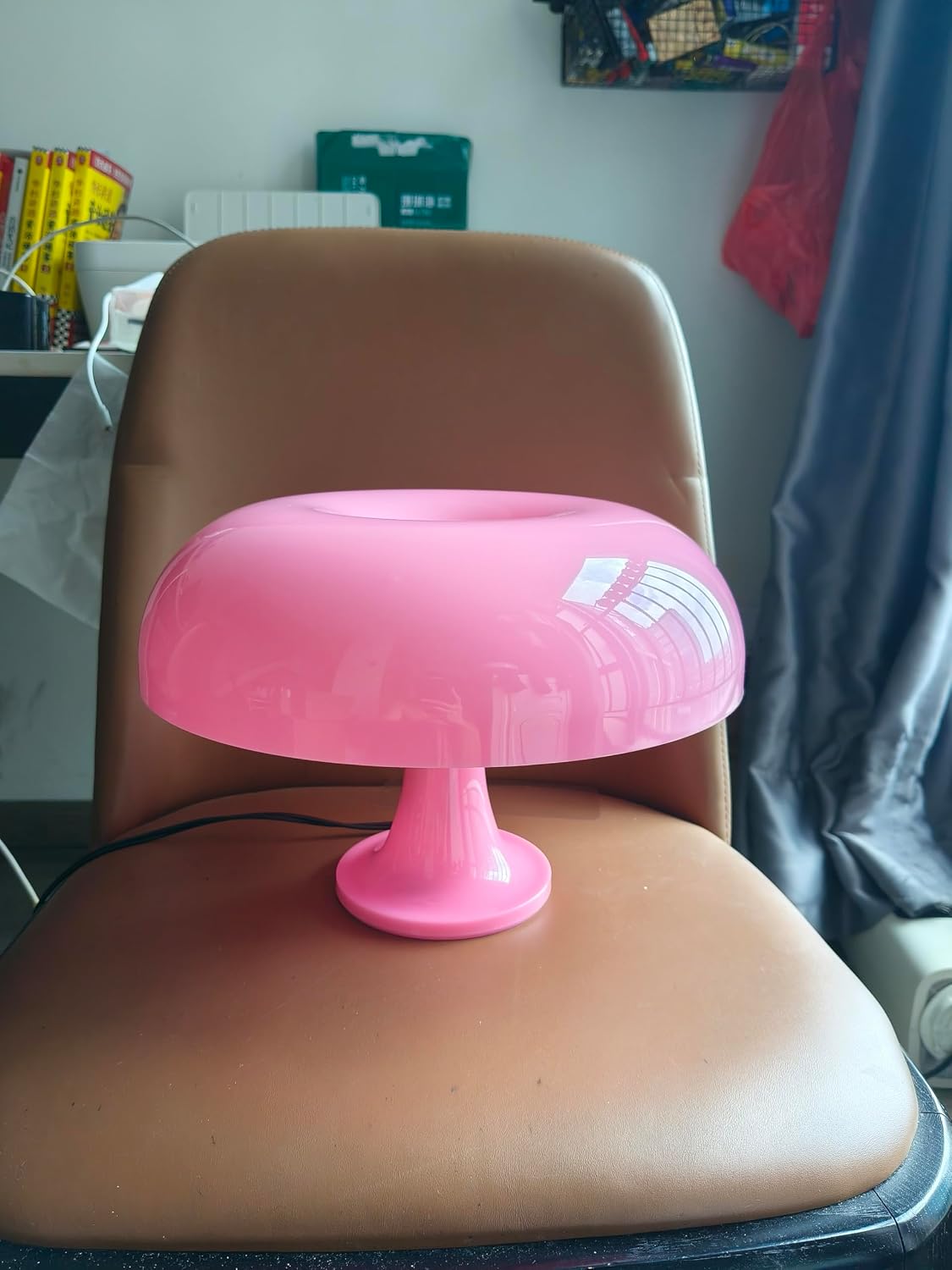 Pink Mushroom Lamp, Mid Century Modern Table Lamp for Bedroom, Minimalist Mushroom Decor Bedside Small Lamps, 2700K(Bulb Included, Plug…