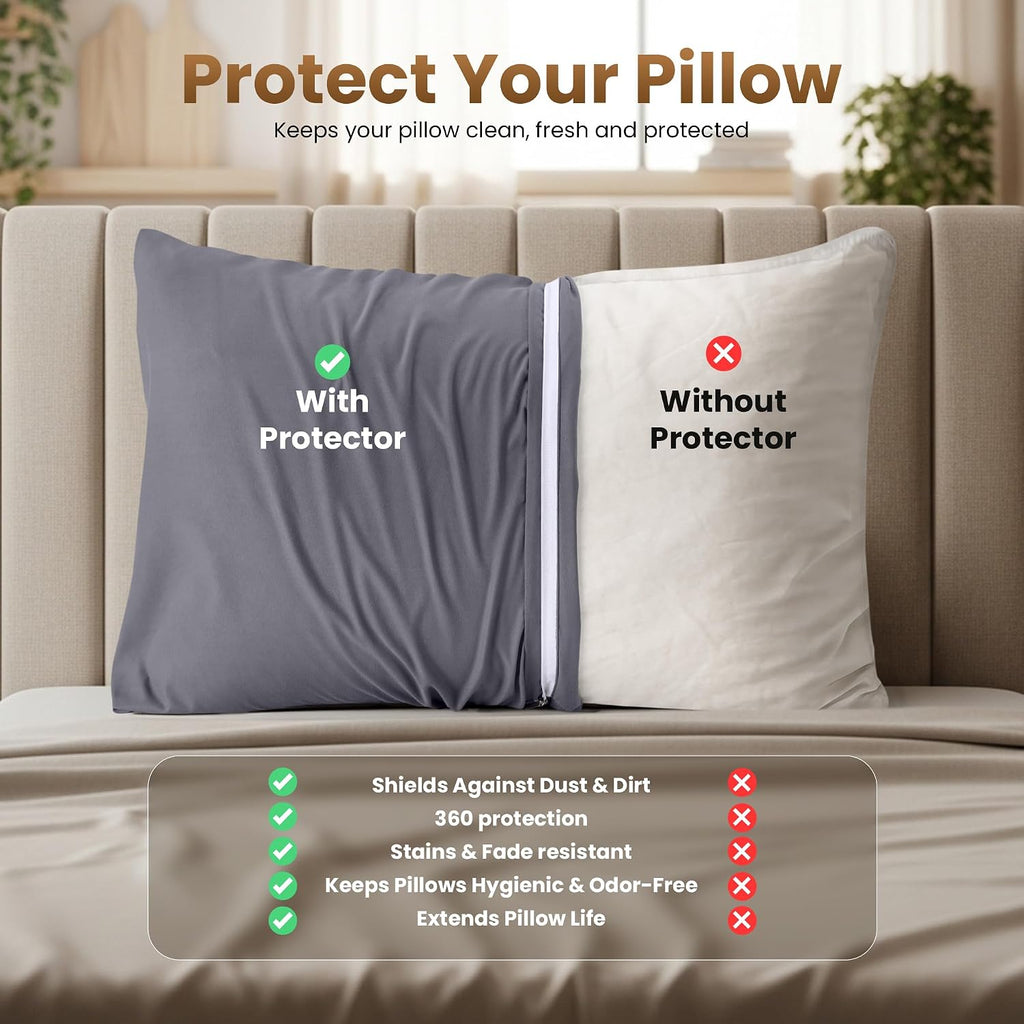 Utopiabedding Utopia Bedding 4 Pack Pillow Protectors with Zipper King Size, Soft Brushed Microfiber Fabric Pillow Cases, Shrinkage and Fad…