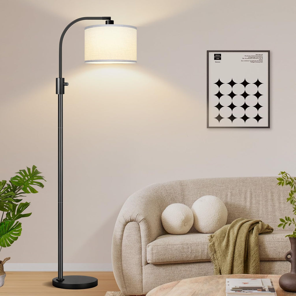 Nintiue Upgraded Modern Arc Dimmable Tall Standing Floor Lamp with White Shade, 1200 Lumens LED Bulb Included, for Living & Reading Room…