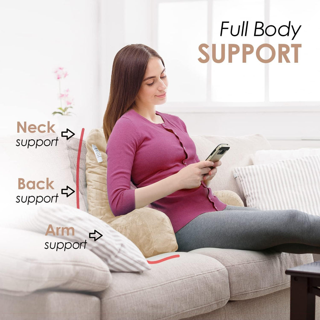 Nestl Reading Pillow with Shredded Memory Foam, Designed for Sitting Up in Bed and Couch, Back and Arms Adjustable Support for Adult &…