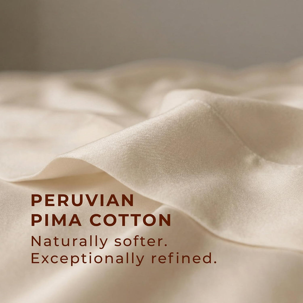Perupima Peru Pima 415 Thread Count Percale California King Sheet Set - 100% Peruvian Pima Cotton, 4 Piece (Flat, Fitted, 2 Pillowcases) -…