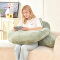 19" Faux Fur Reading Pillow for Bed, U Shaped Support Cushion with Lumbar & Arms, Luxurious Soft Backrest for Gaming, Lounging, Watching…