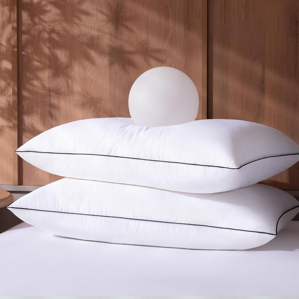 AQUZIN Feather Down Pillows King Size Set of 2, Luxury Hotel Collection Bed Pillow for Sleeping, 2 Pack, Fluffy Plush for Side, Back…