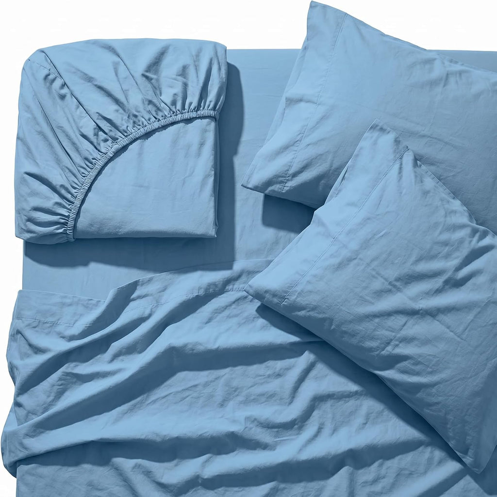 Perupima Peru Pima 415 Thread Count Percal King Sheet Set - 100% Peruvian Pima Cotton, 4 Piece (Flat, Fitted, 2 Pillowcases) - Cooling, Cri…