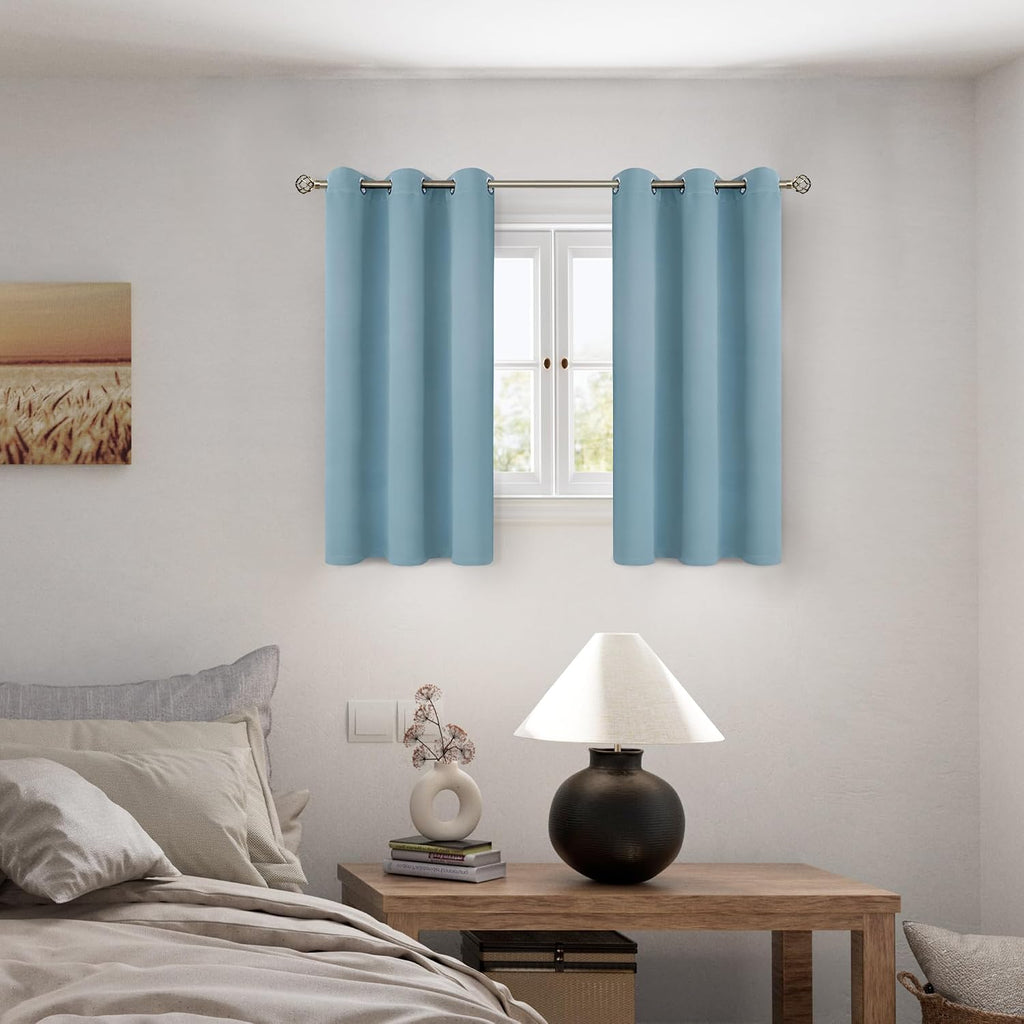 BGment Short 100% Blackout Curtains for Bedroom, Thermal Insulated Lined Energy Efficiency Noise Reducing Grommet Curtains 54 Inch Length f…