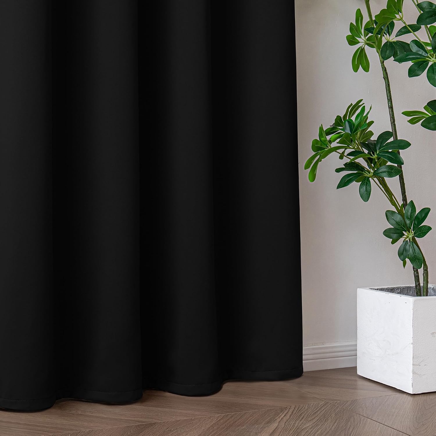 Igemaeve Black Curtains for Living Room, Custom Curtains Blackout Thermal Insulated 1 Panel, Grommet Light Blocking Drapes for Bedroom Wind…