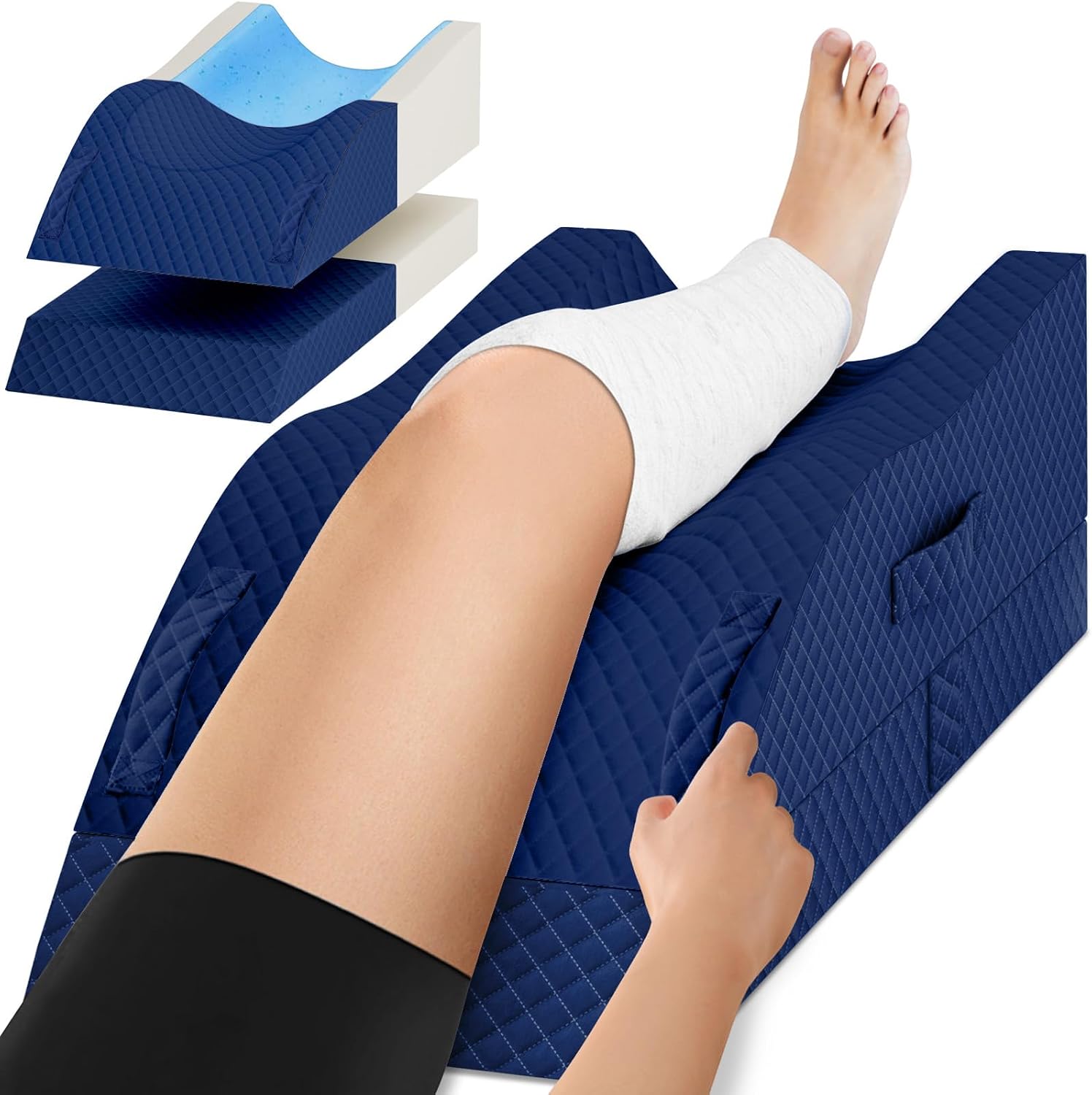 TranquilRelax TranquilRelax Elevation Pillows for Leg After Surgery, Memory Foam Adjustable Wedge Pillow for Injury or Rest, Ankle P…