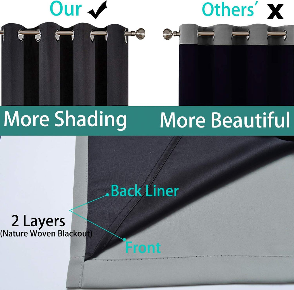 Yakamok 100% Blackout Curtains 84 Inches Long, 2 Thick Layers Heat and Full Light Blocking Soft Thermal Insulated Drapes for Bedroom(52" Wi…
