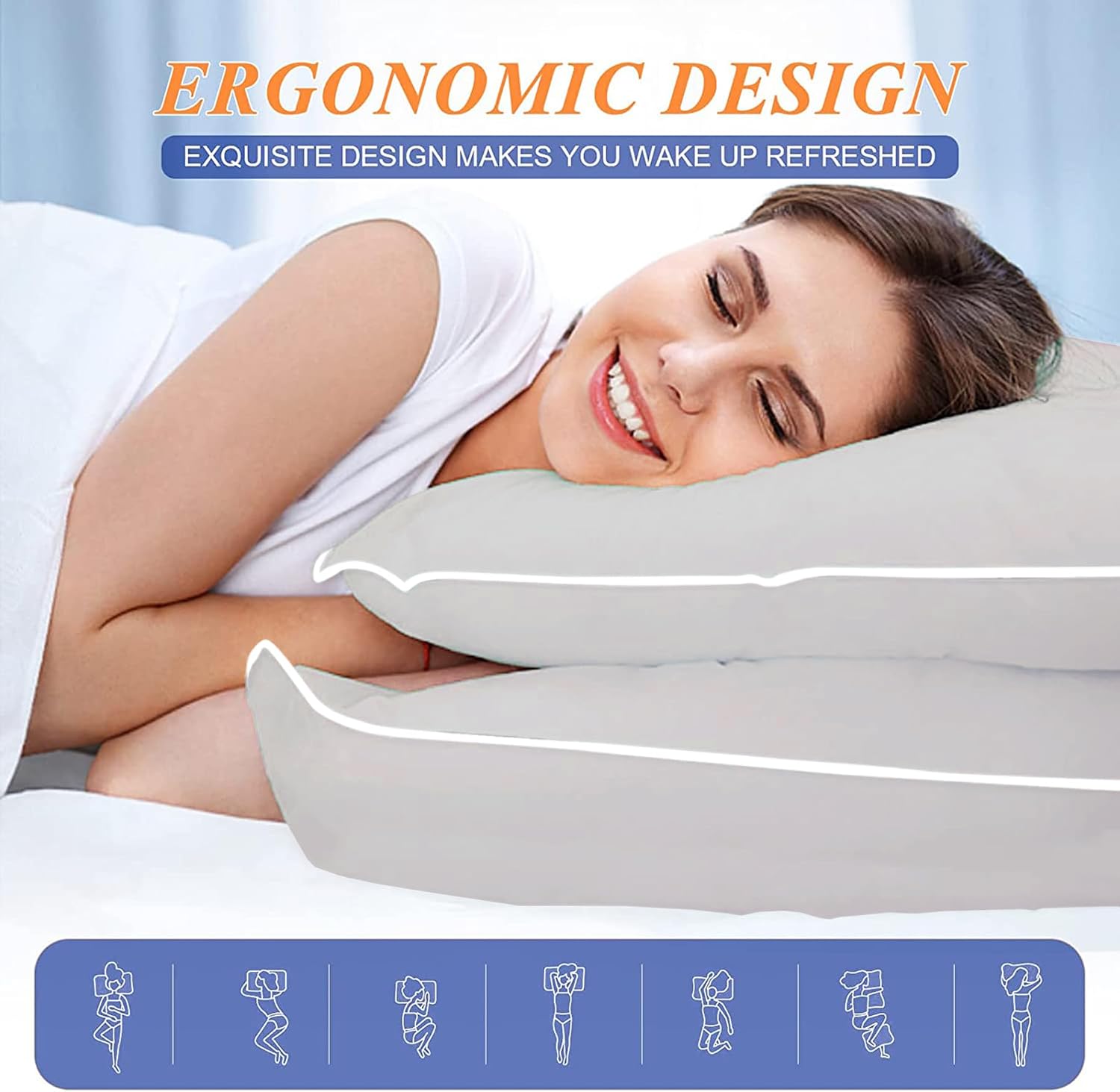 MZOIMZO Bed Pillows for Sleeping- Standard Size, Set of 2, Cooling Hotel Quality with Premium Soft Down Alternative Fill for Back…