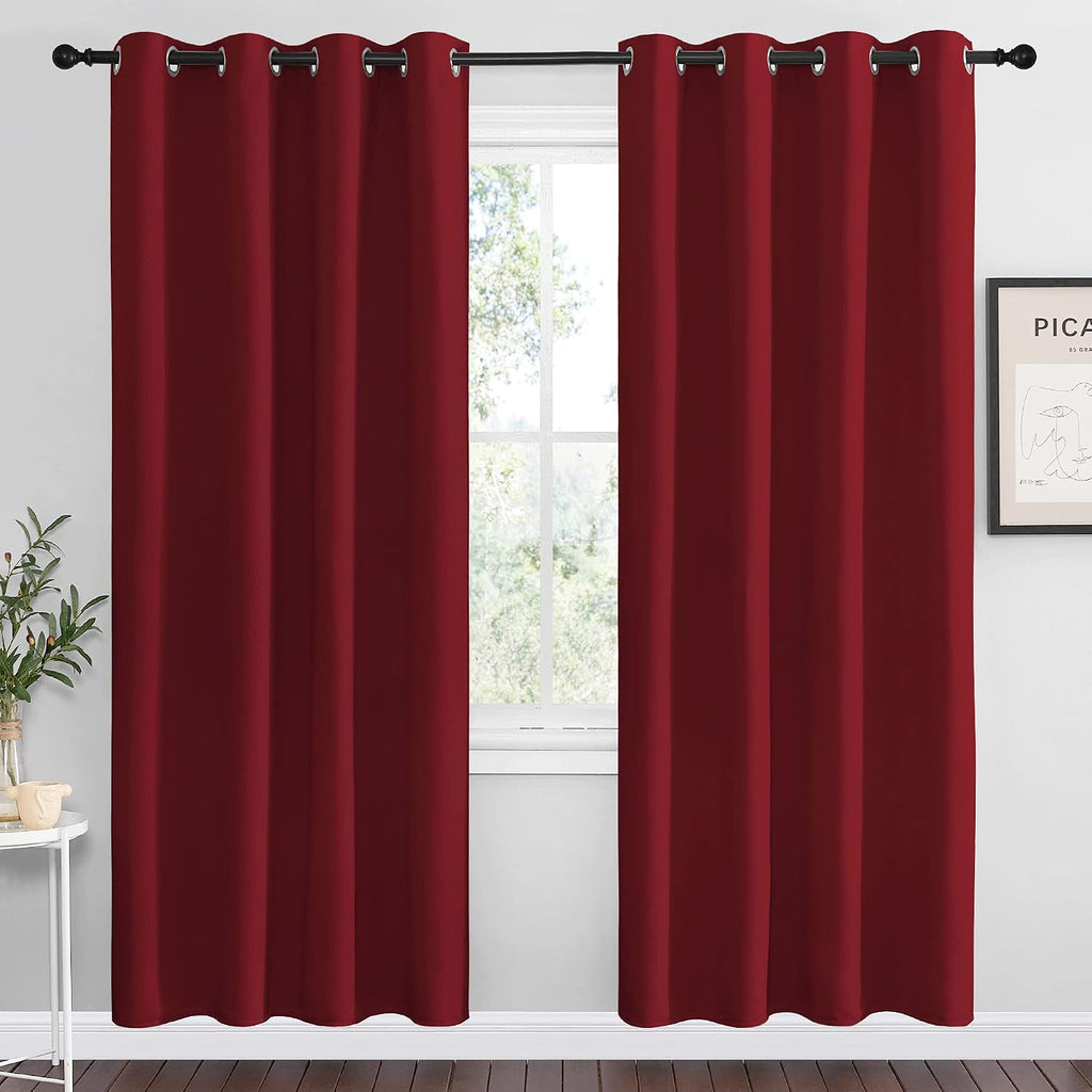 Nicetown Christmas Blackout Curtain Panel Grommet - Home Decorations Thermal Insulated Solid Grommet Top Blackout Living Room Panels/Drapes…
