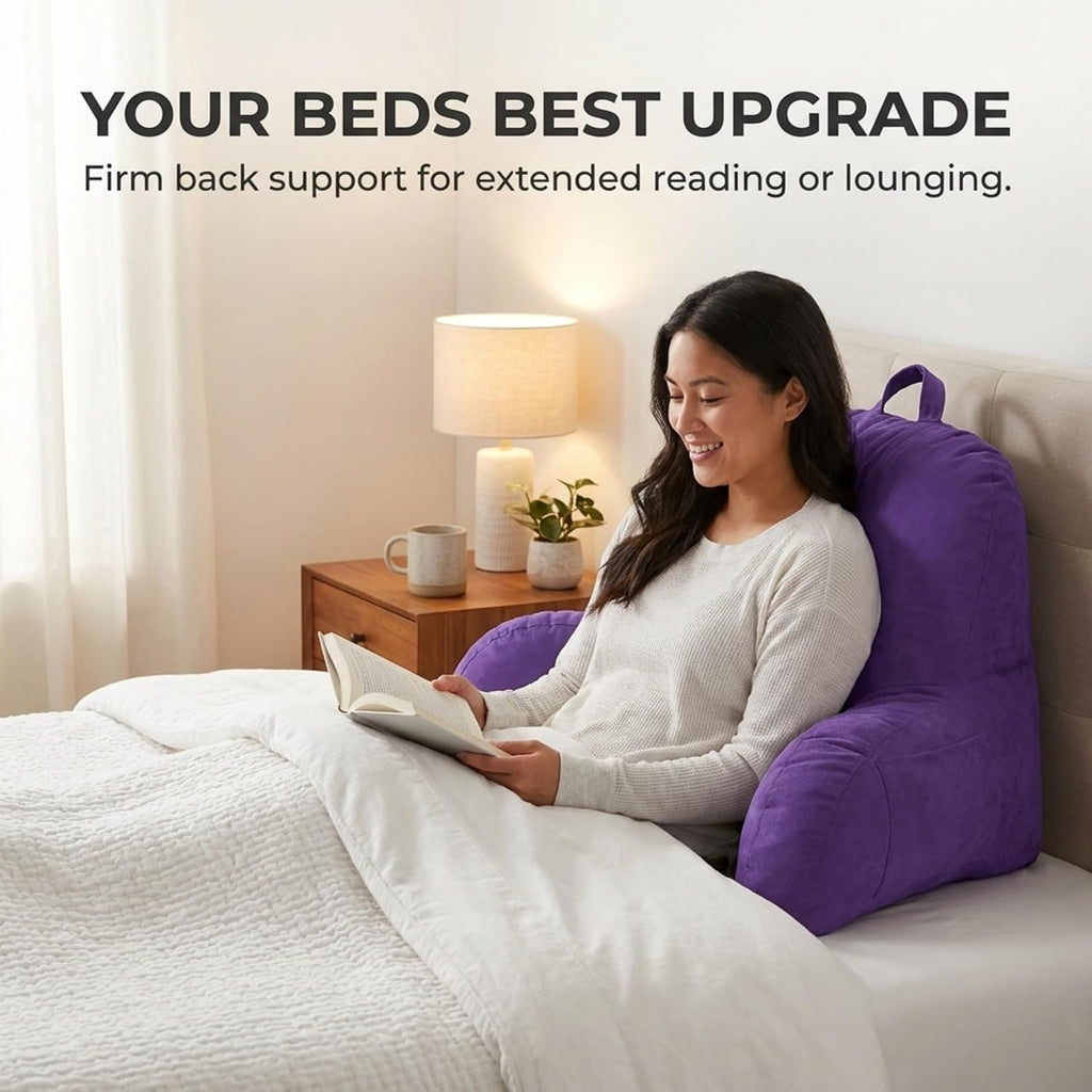 Deluxe Comfort Microsuede Bed Rest - Reading and Bedrest Lounger - Sitting Supprt Pillow - Soft But Firmly Stuffed Fiberfill - Backrest Pil…