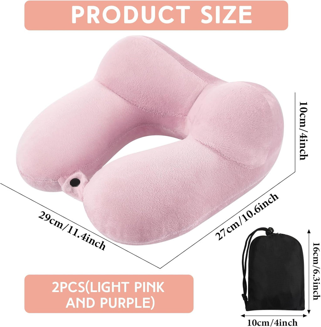 Sintuff 2 Pack Inflatable Travel Pillow for Airplanes Inflatable Neck Flight Pillows with Compact Bag and Blindfold for Traveling…