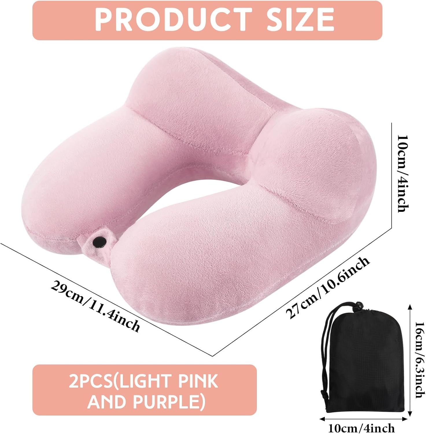 Sintuff 2 Pack Inflatable Travel Pillow for Airplanes Inflatable Neck Flight Pillows with Compact Bag and Blindfold for Traveling…